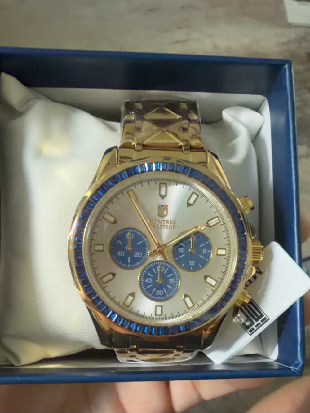 Invicta Gold-Tone Men's Chronograph Watch with Blue Accents